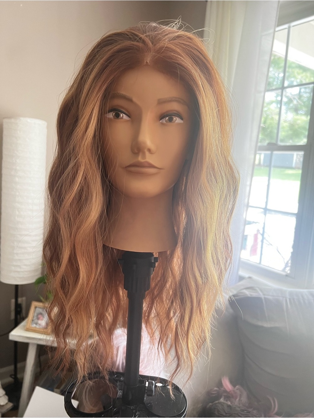 Long Wavy Synthetic Hairpiece in Warm Strawberry Blonde